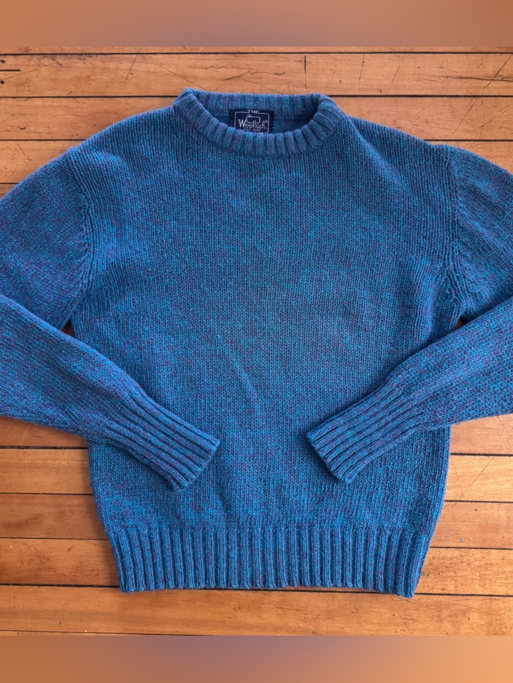 Vintage Woolrich Sweater heathered  crewneck purple blue 1990s wool knit